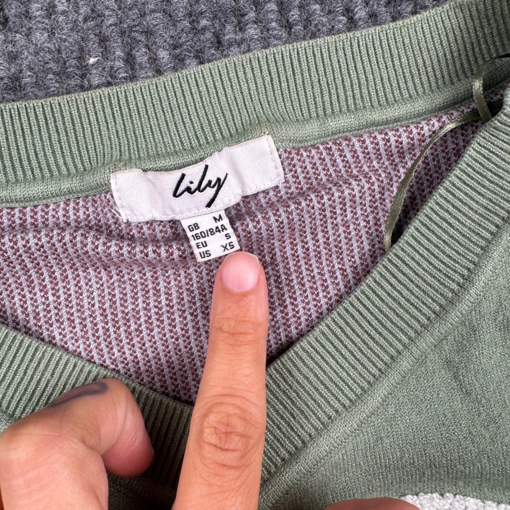 Lily Landscape Scenic Knit Cropped Sweater Colorblock Artsy Boho V Neck XS‎ 936 - Picture 5 of 11